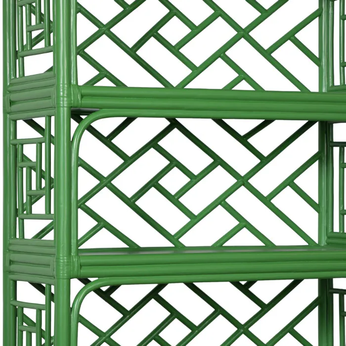 Chippendale Rattan Bookcase - Kelly Green