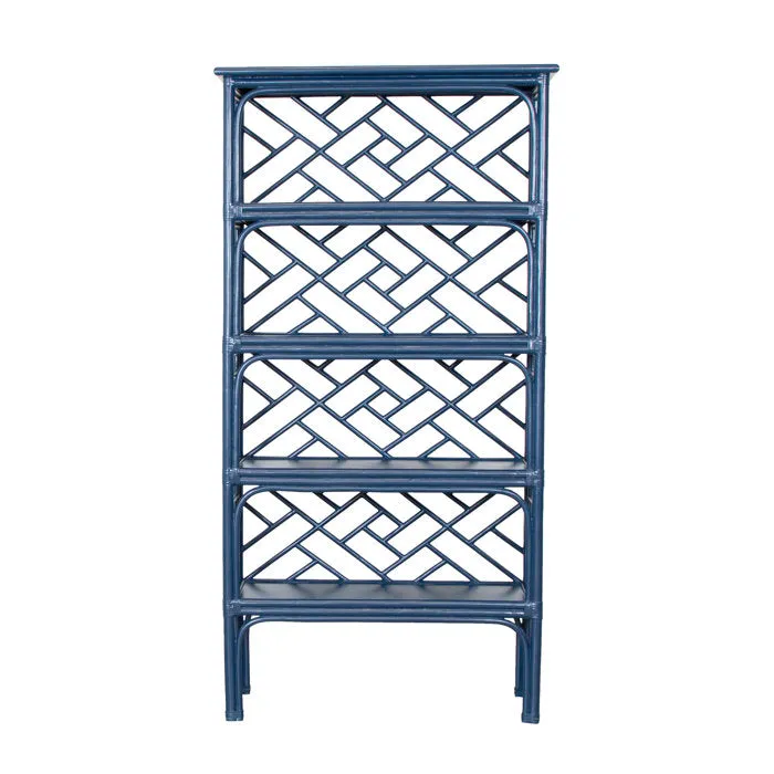 Chippendale Rattan Bookcase - Navy Blue