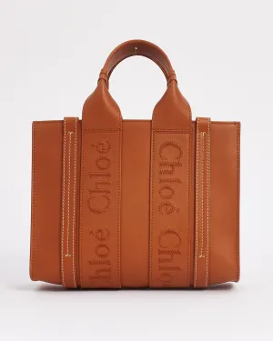 Chloé Tan Leather Small Woody Tote Bag with Strap