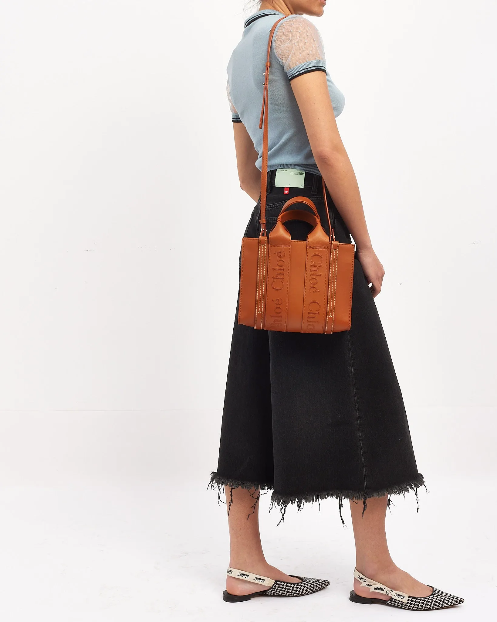 Chloé Tan Leather Small Woody Tote Bag with Strap