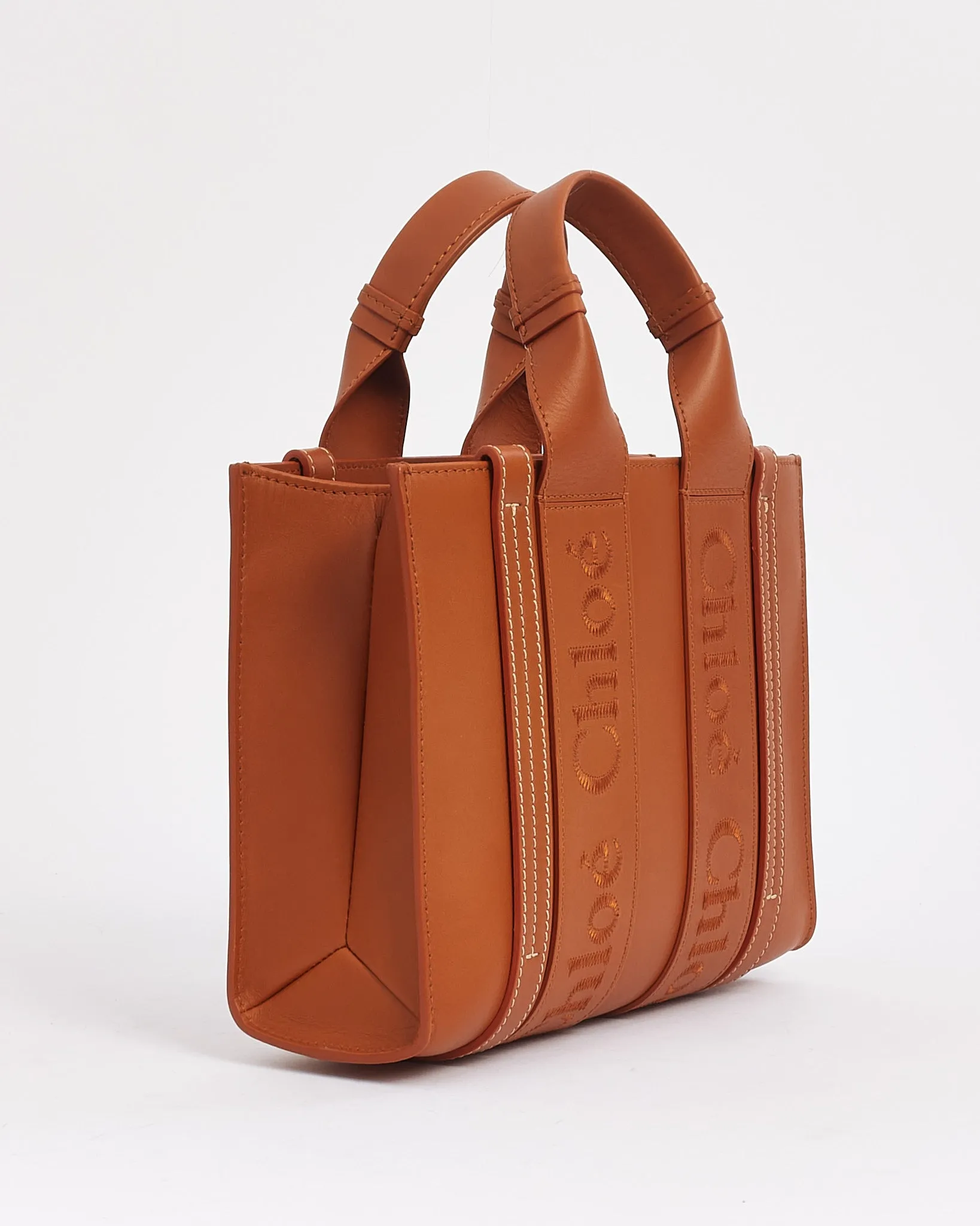 Chloé Tan Leather Small Woody Tote Bag with Strap