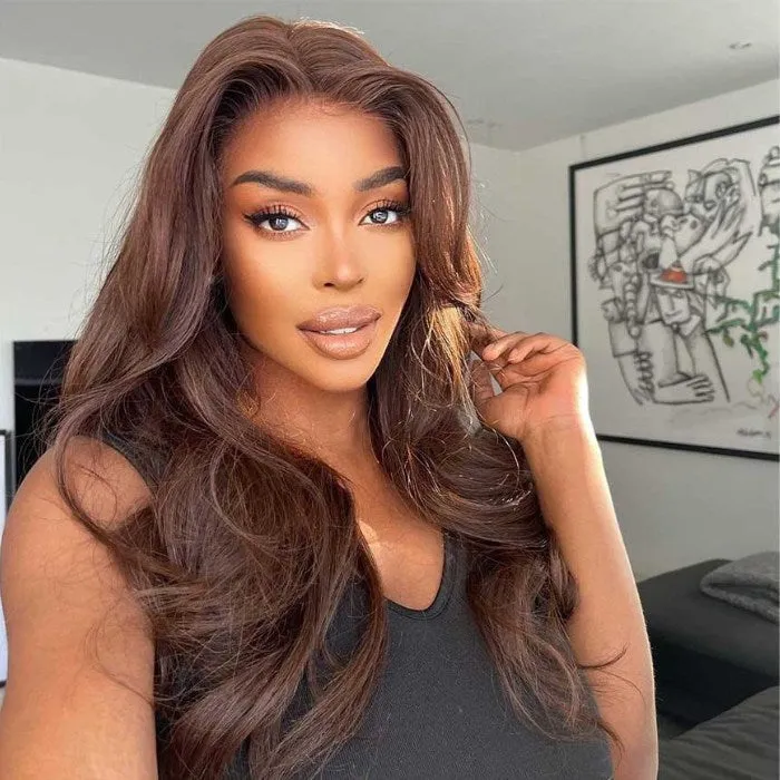 Chocolate Brown Upgrade Invisi-Strap Snug Fit 360 Skin Lace Wig Pre-Cut Lace  & Pre-Bleached Knots Cozy Glueless Wig Ashimary Human Hair