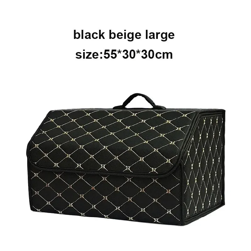 Christianartbag Car Trunk Organizer Box Large Capacity Auto Multiuse Tools Storage Bag Stowing Tidying Leather Folding For Emergency Storage Box, CABCT210224.