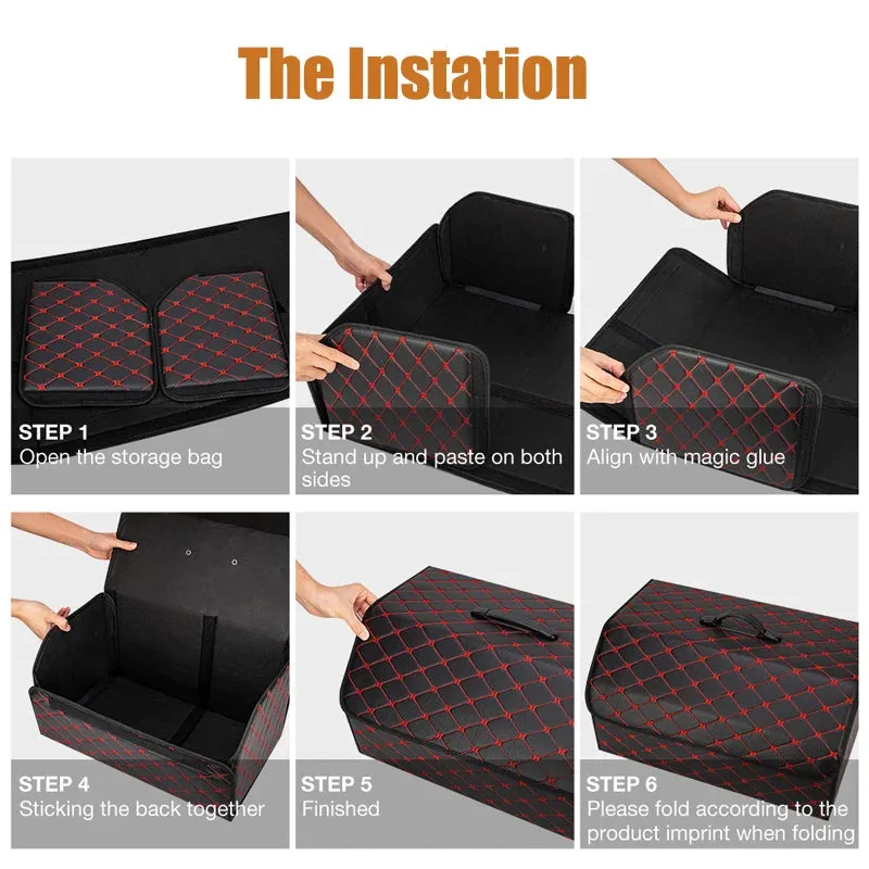 Christianartbag Car Trunk Organizer Box Large Capacity Auto Multiuse Tools Storage Bag Stowing Tidying Leather Folding For Emergency Storage Box, CABCT210224.
