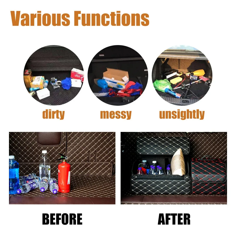 Christianartbag Car Trunk Organizer Box Large Capacity Auto Multiuse Tools Storage Bag Stowing Tidying Leather Folding For Emergency Storage Box, CABCT210224.