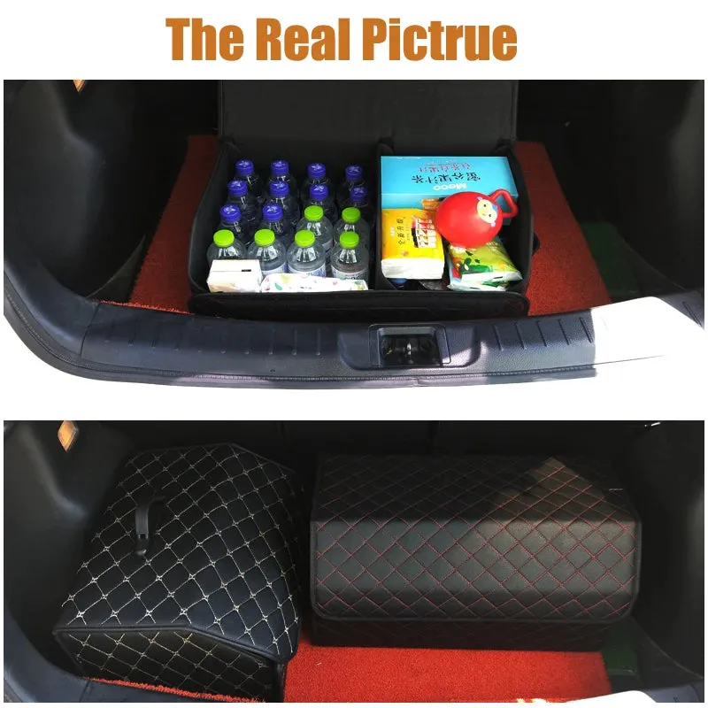 Christianartbag Car Trunk Organizer Box Large Capacity Auto Multiuse Tools Storage Bag Stowing Tidying Leather Folding For Emergency Storage Box, CABCT210224.