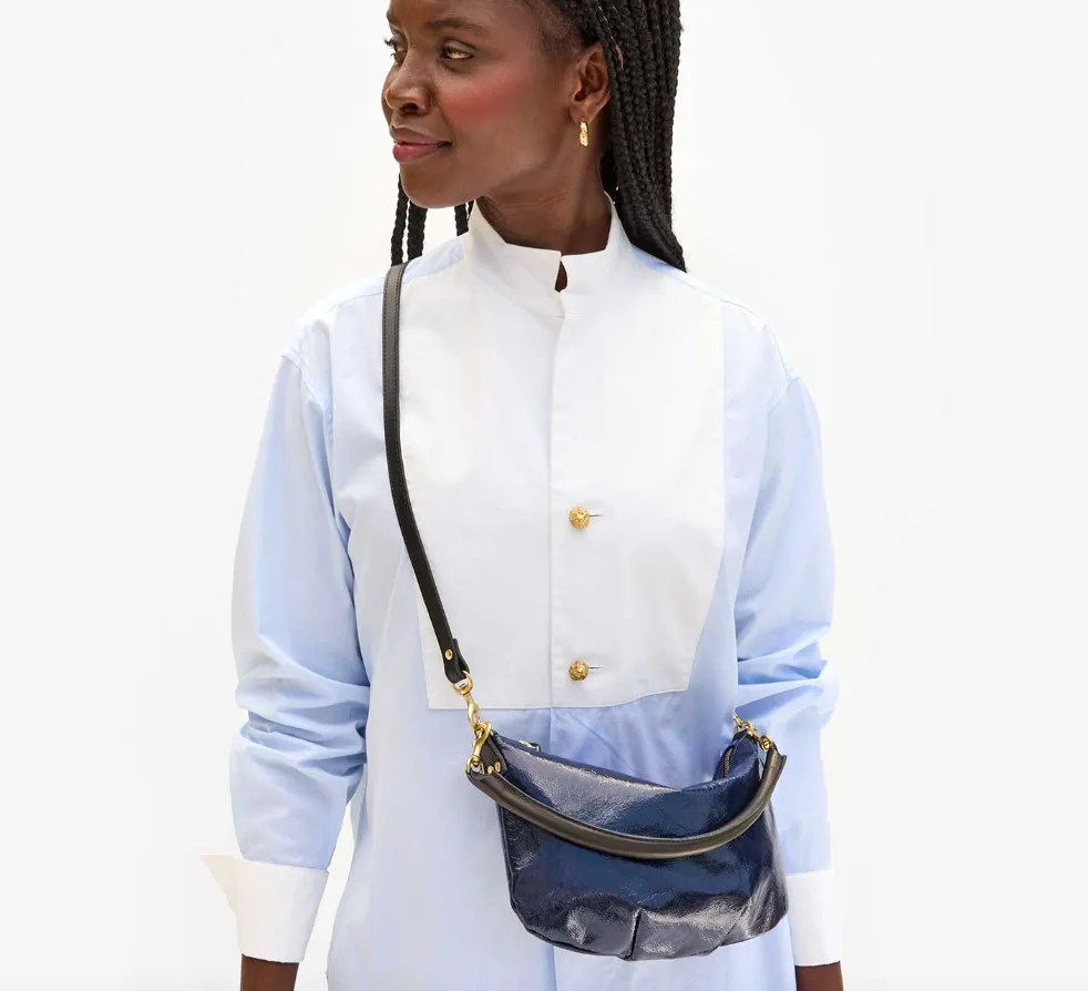 Clare V. - Petit Moyen Leather Handbag - Twilight Crinkle Patent