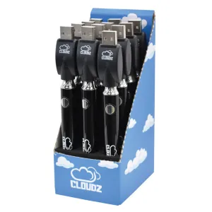 Cloudz 510 Thread Vape Batteries - Black - (12 Count Display)