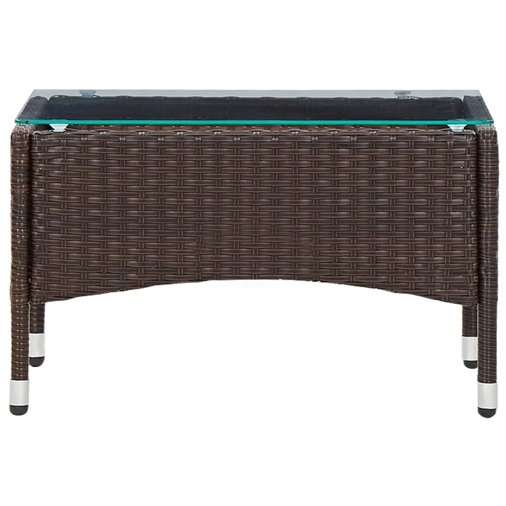 Coffee Table Brown 23.6"x15.7"x14.2" Poly Rattan