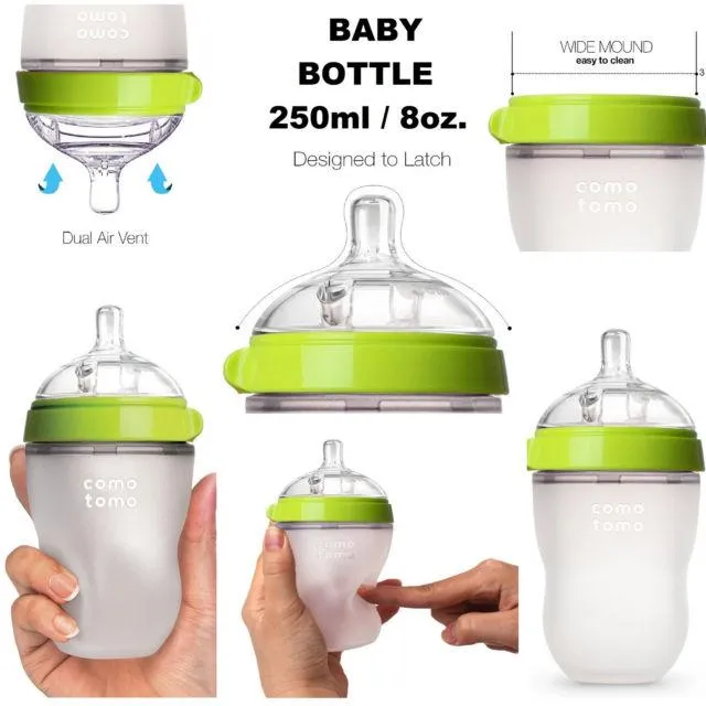 Comotomo™ 8oz Baby Bottle Green