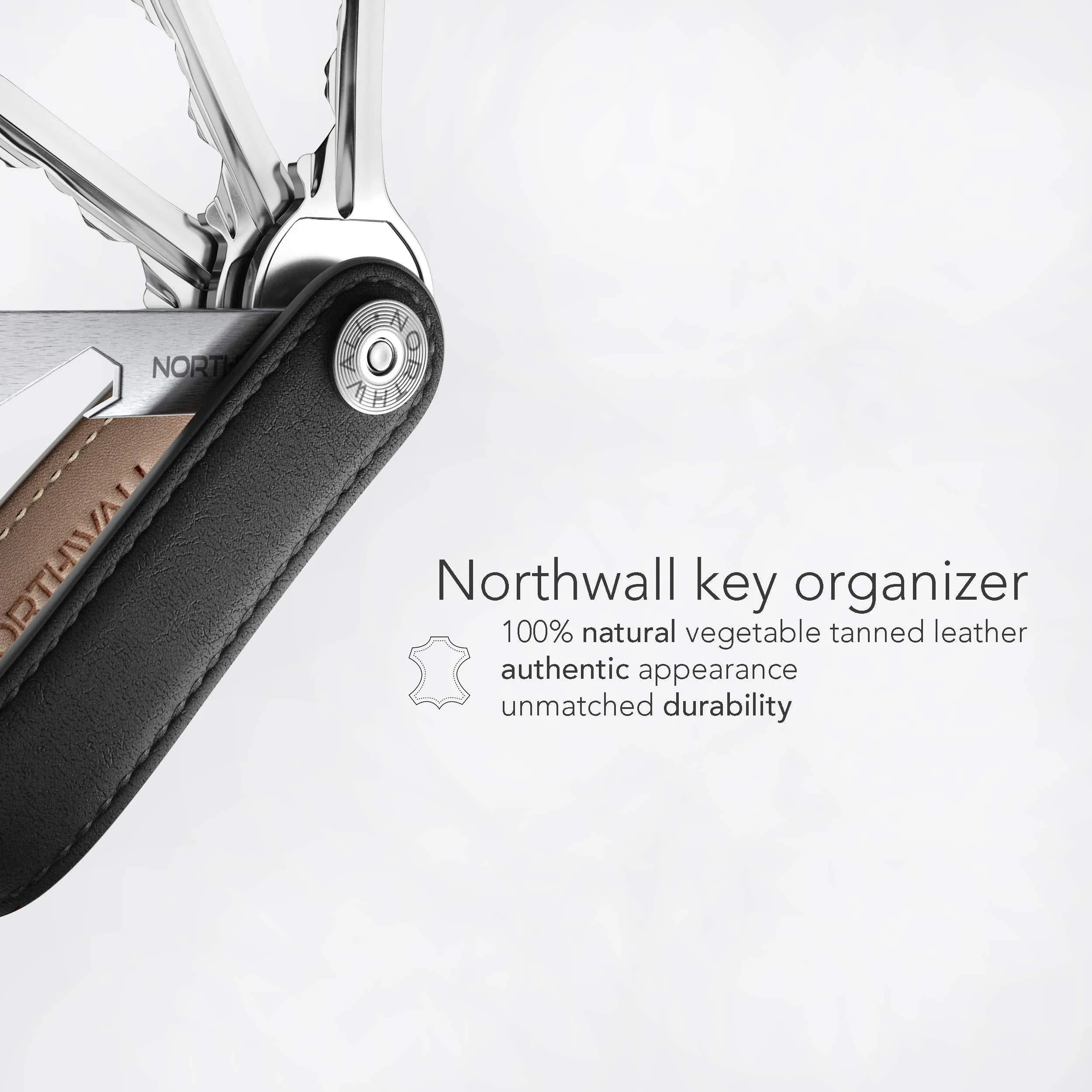 Compact Key Organizer Leather Keychain - Pocket Smart Key Holder - 100% Real Leather - Secure Locking Mechanism - Key Chain up to 10 Keys & Tools - EDC Stainless Steel Bottle Opener Multitool
