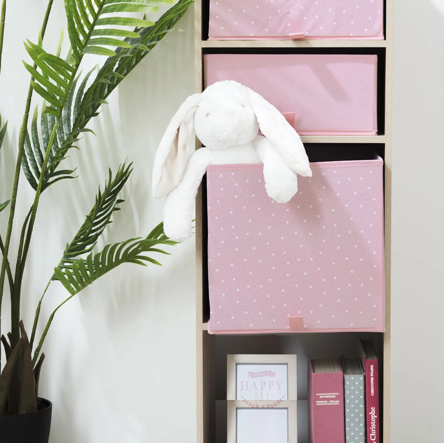 Contenitore Rosa in Tessuto 29 x 29 x 29 cm