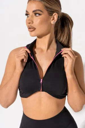 Contour Zip Crop - Black Widow