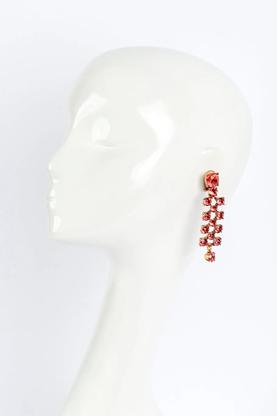 Coral Crystal Lattice Drop Earrings