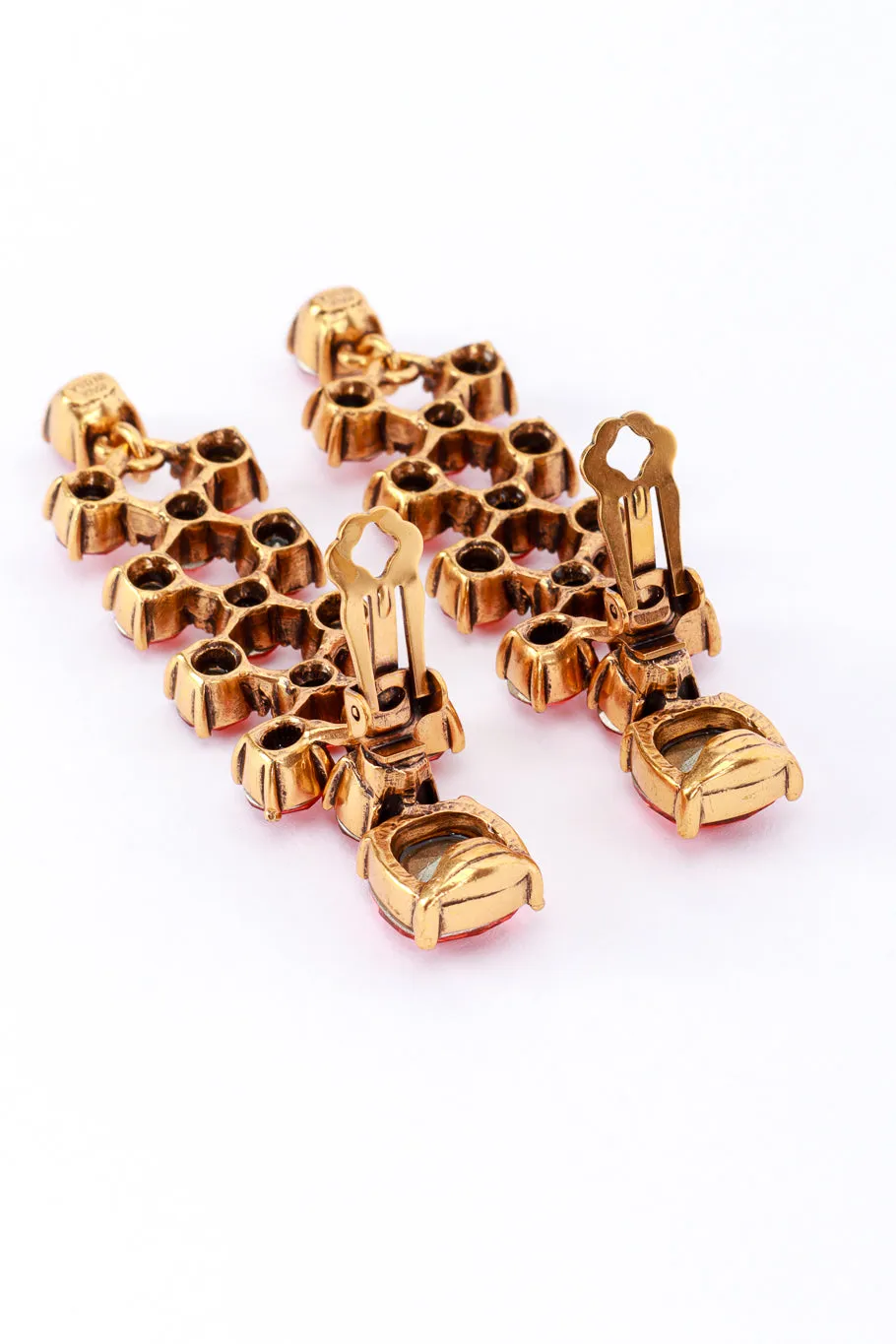 Coral Crystal Lattice Drop Earrings