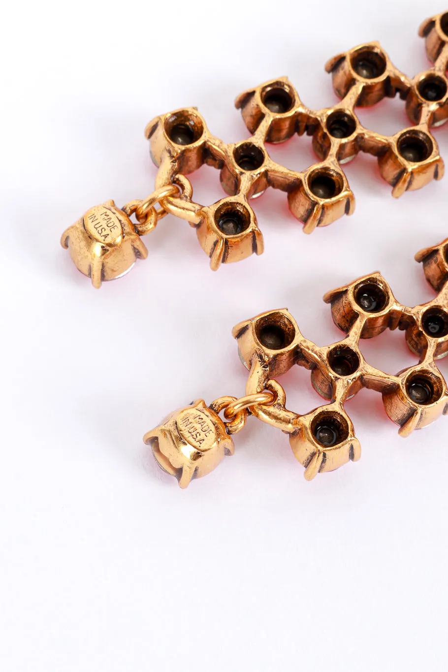 Coral Crystal Lattice Drop Earrings