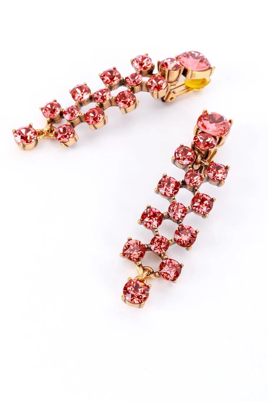Coral Crystal Lattice Drop Earrings