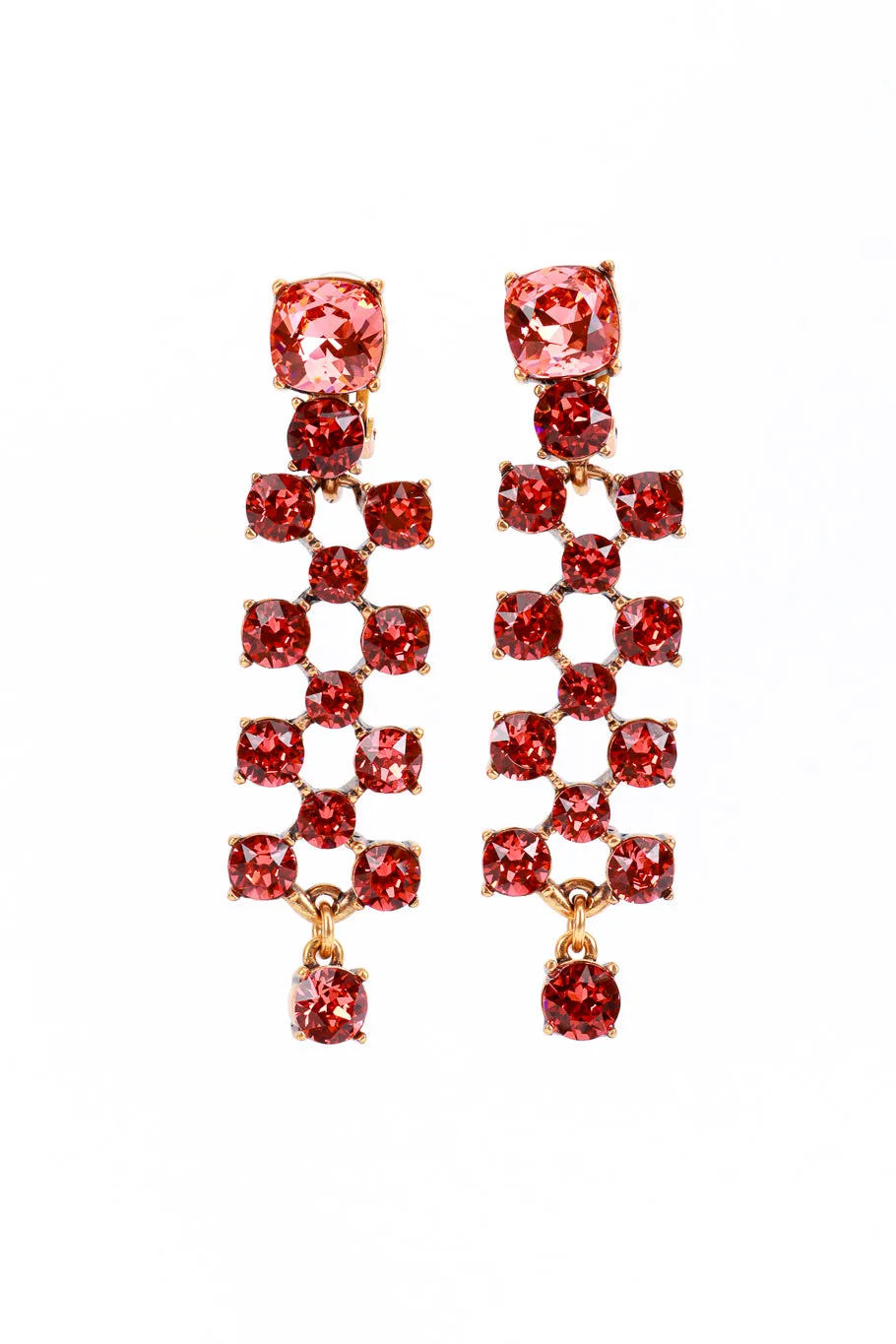 Coral Crystal Lattice Drop Earrings