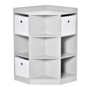 Corner Cabinet Cubby Toy Storage Organizer Bookshelf Unit with Baskets