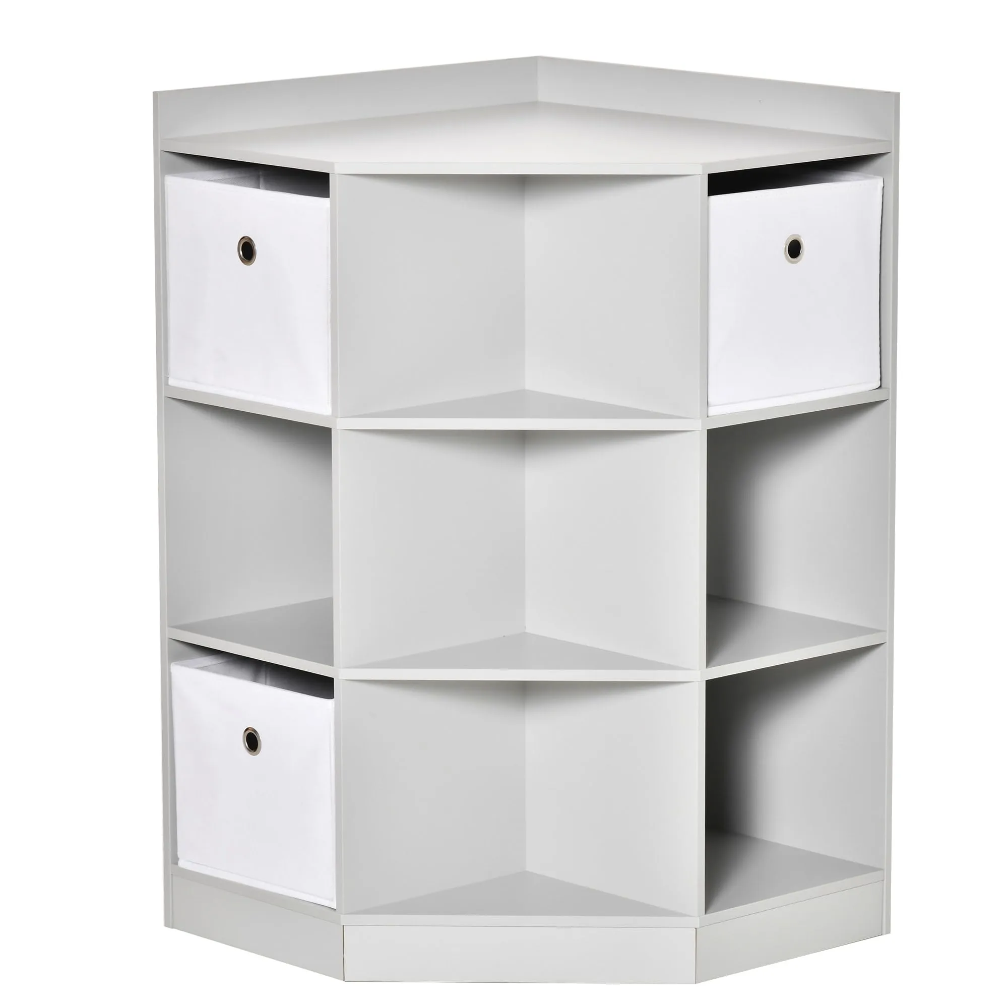 Corner Cabinet Cubby Toy Storage Organizer Bookshelf Unit with Baskets