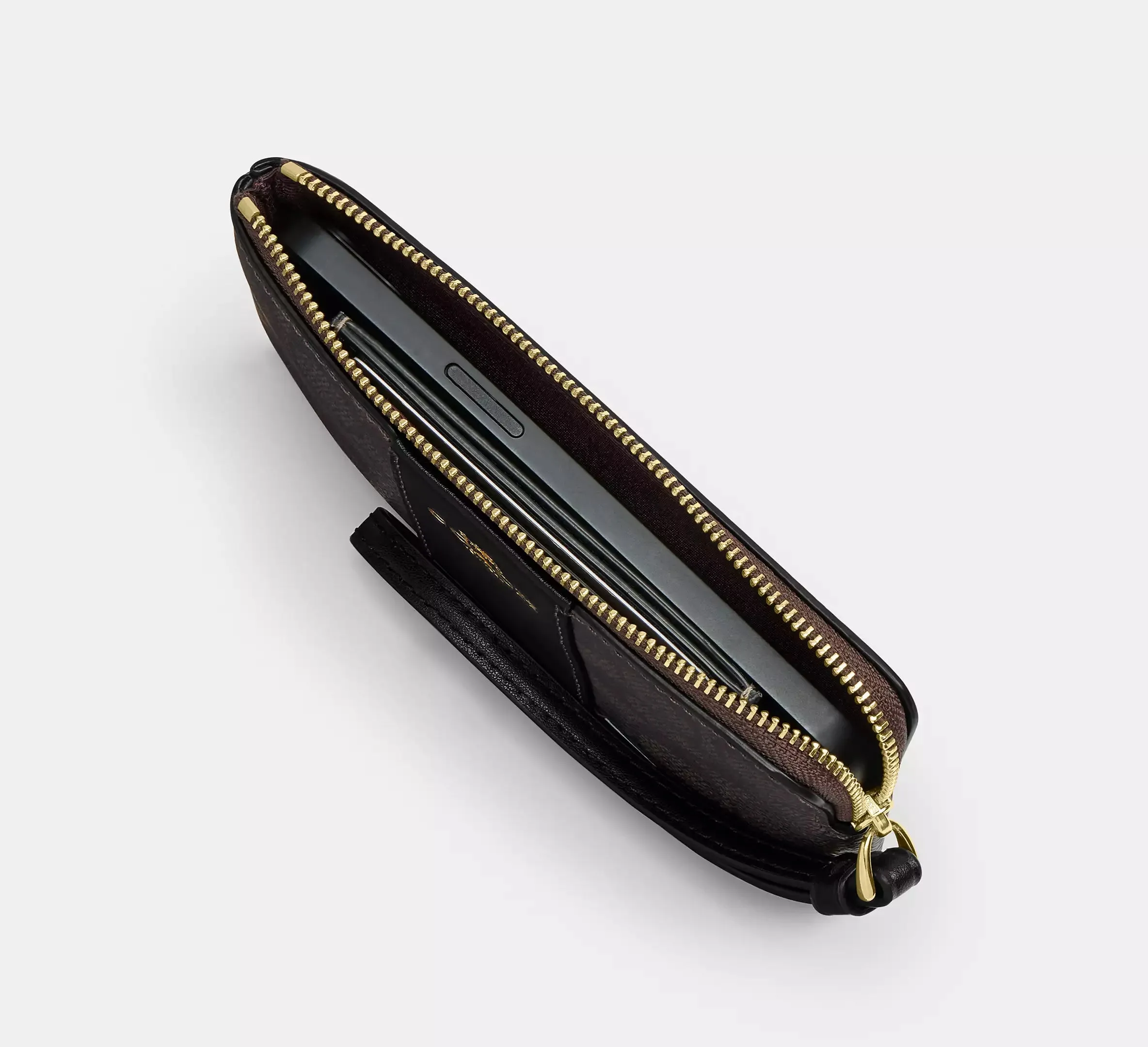 Corner Zip Wristlet With Rosette Print