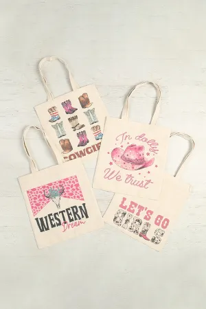 COWGIRL MINIMALIST PRINT TOTE BAG