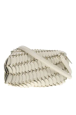 Cream Leather Disc Crossbody Bag