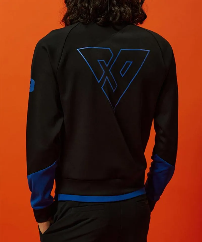 CREVE NINE: Men's Color Block Golf Zip-Up - Black