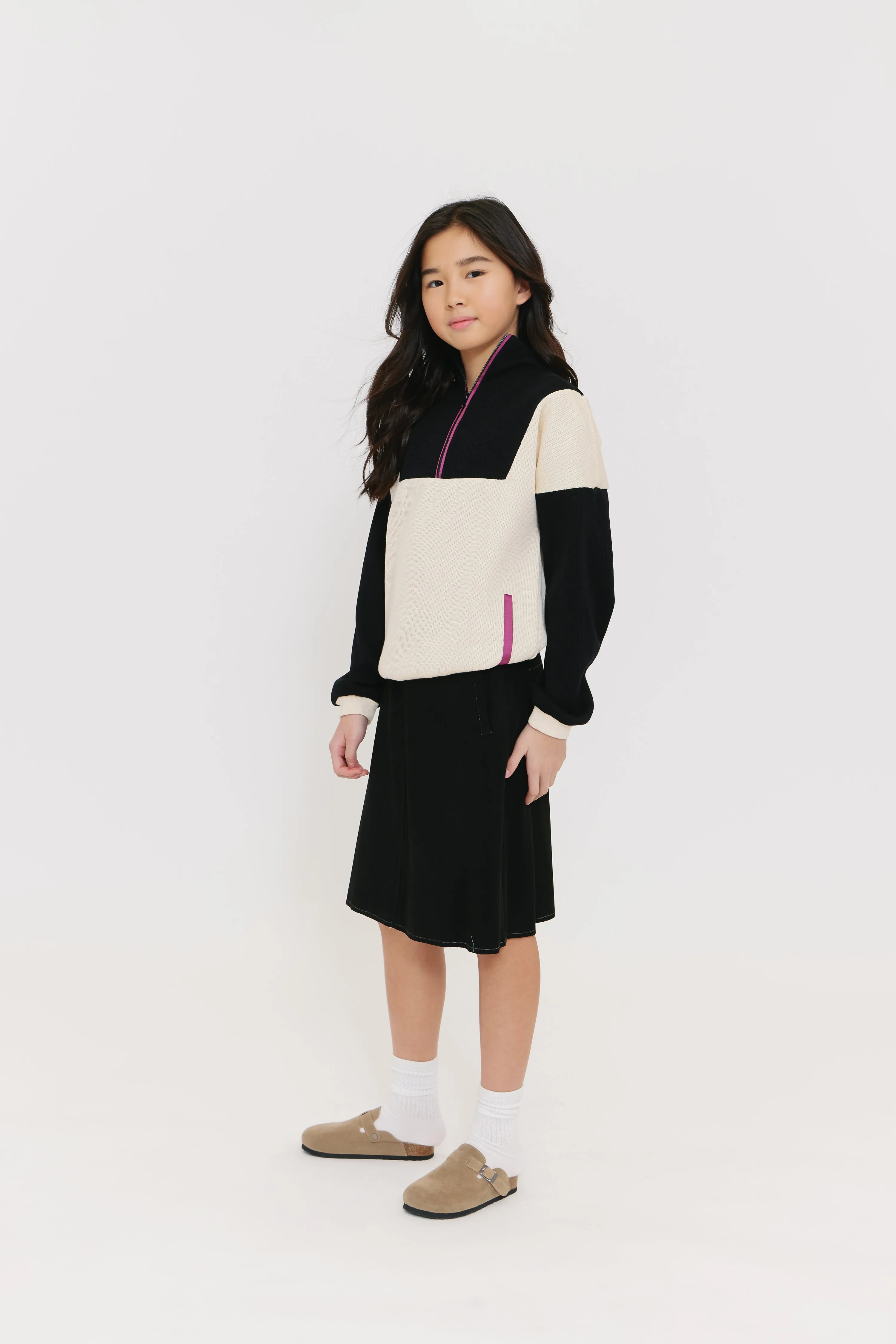Crew Kids Half Zip Knit Black Top