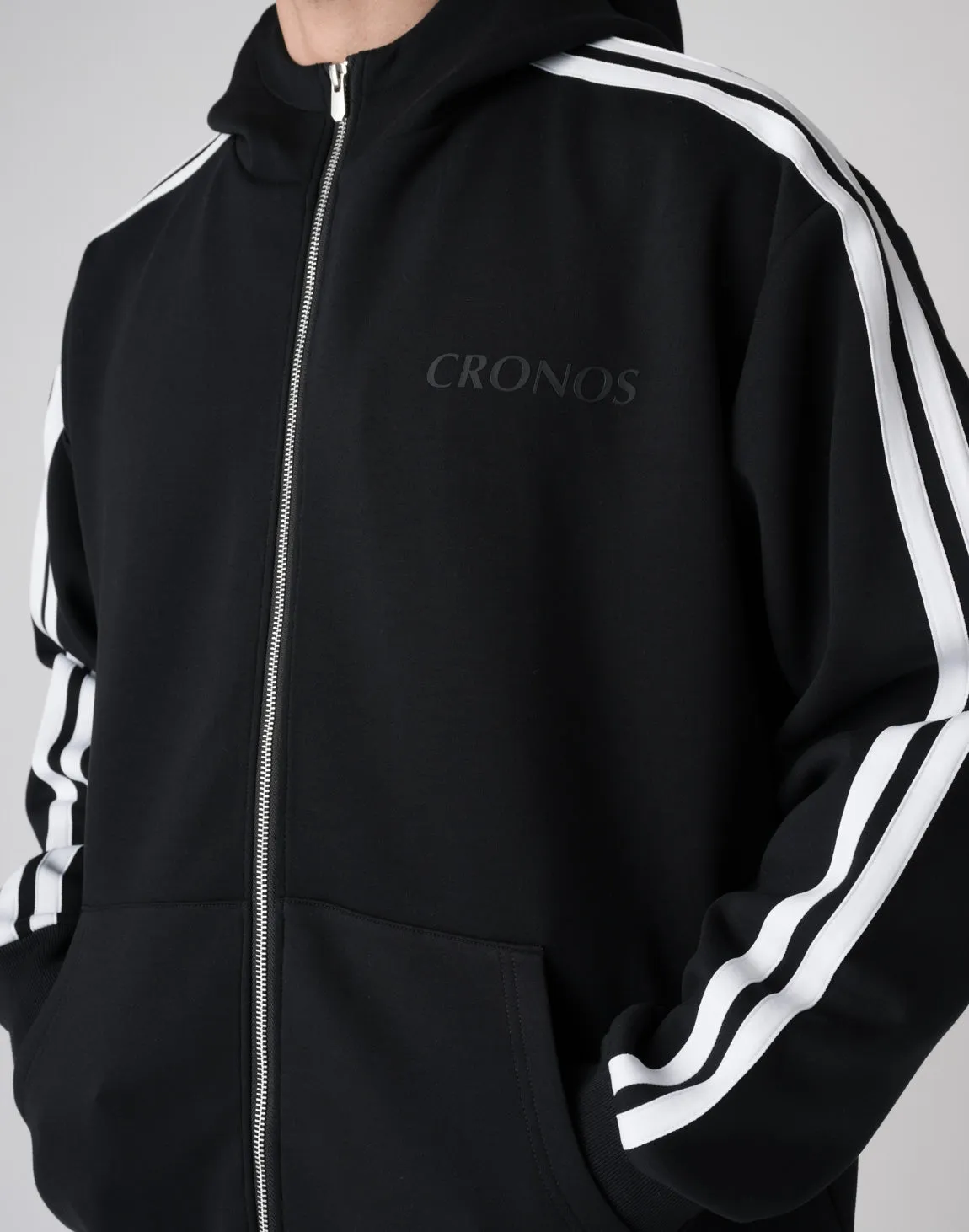 CRONOS DOUBLE STRIPES ZIP HOODIE【CREAM】
