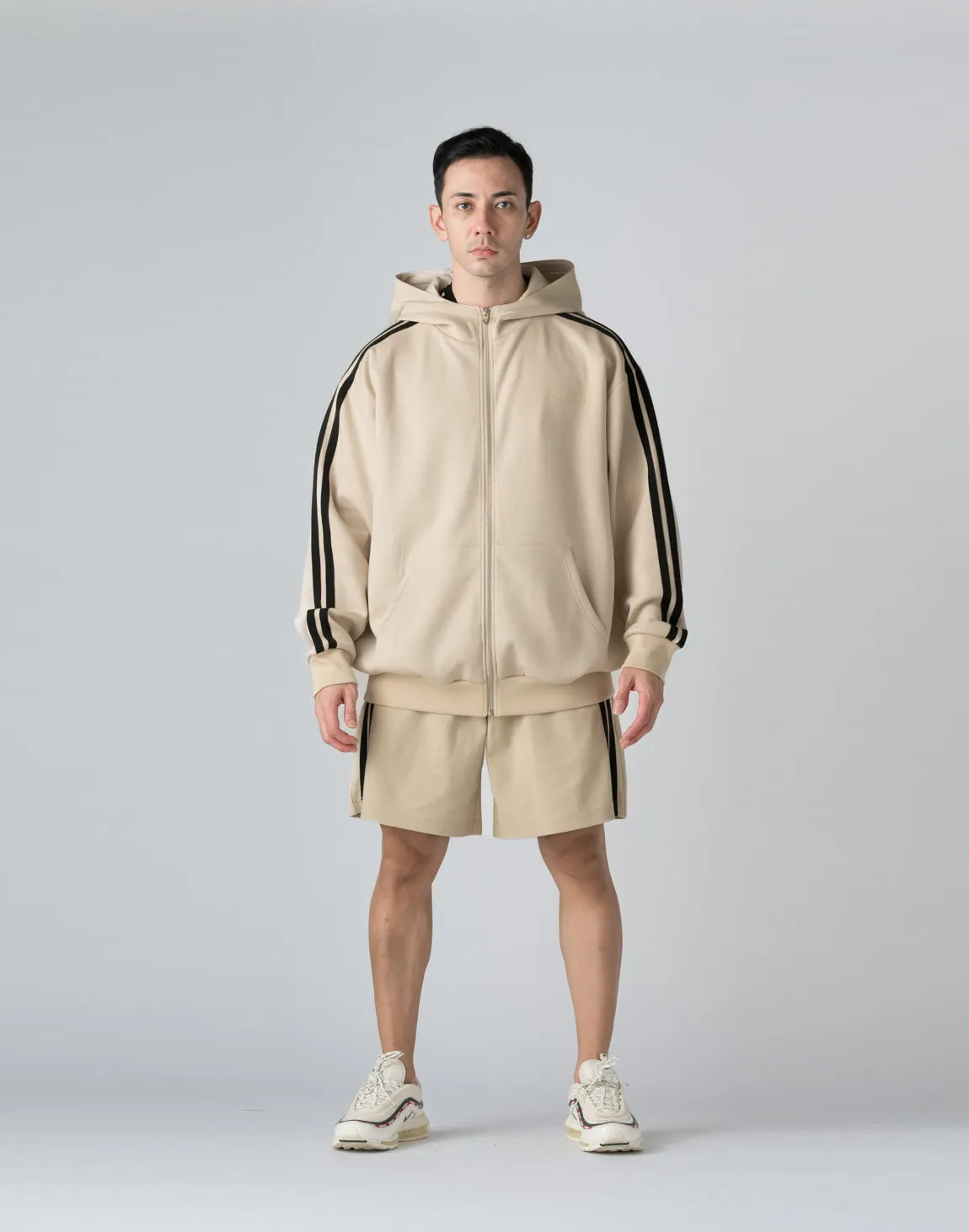 CRONOS DOUBLE STRIPES ZIP HOODIE【CREAM】