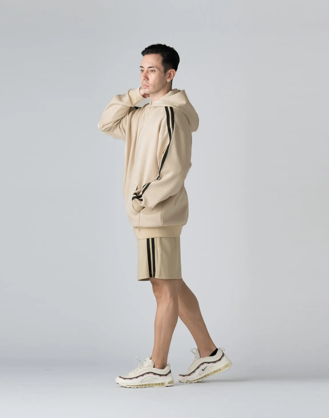 CRONOS DOUBLE STRIPES ZIP HOODIE【CREAM】