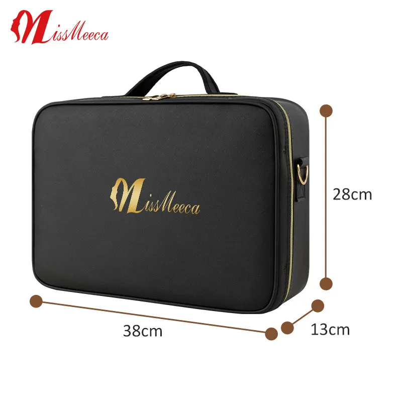 Custom Logo Waterproof Large Capacity Travel Cosmetic Bag Pu Leather Makeup Bag