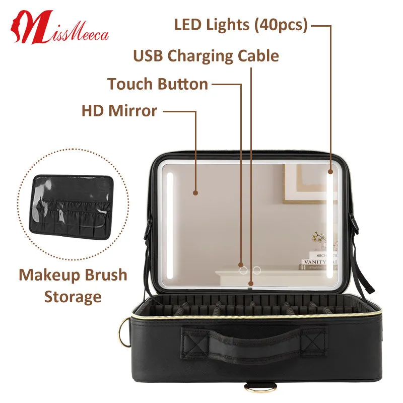 Custom Logo Waterproof Large Capacity Travel Cosmetic Bag Pu Leather Makeup Bag