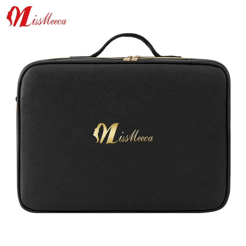 Custom Logo Waterproof Large Capacity Travel Cosmetic Bag Pu Leather Makeup Bag