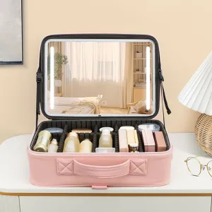 Custom Logo Waterproof Large Capacity Travel Cosmetic Bag Pu Leather Makeup Bag