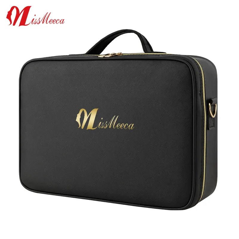 Custom Logo Waterproof Large Capacity Travel Cosmetic Bag Pu Leather Makeup Bag