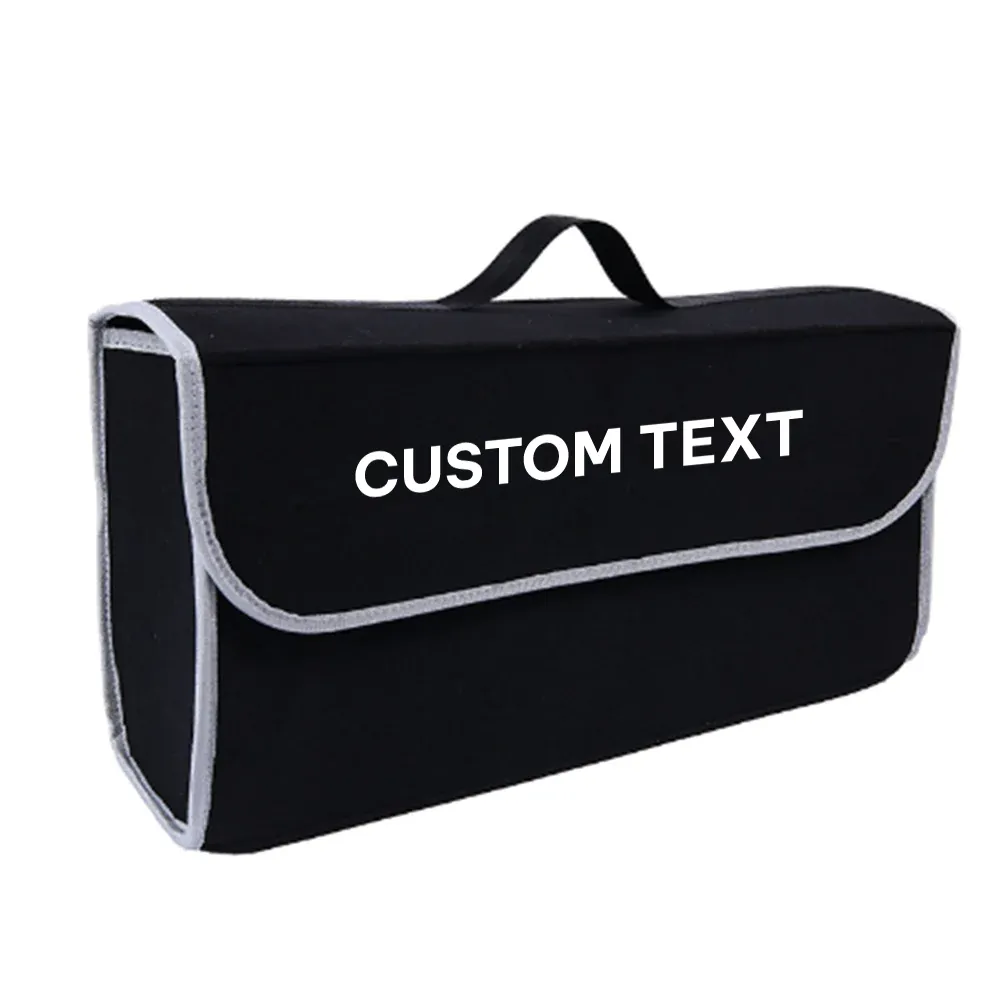 Custom Text For Soft Felt Car Bag Organizer, Compatible with All Cars, Folding Car Storage Box Non Slip Fireproof Car Trunk Organizer AC12990