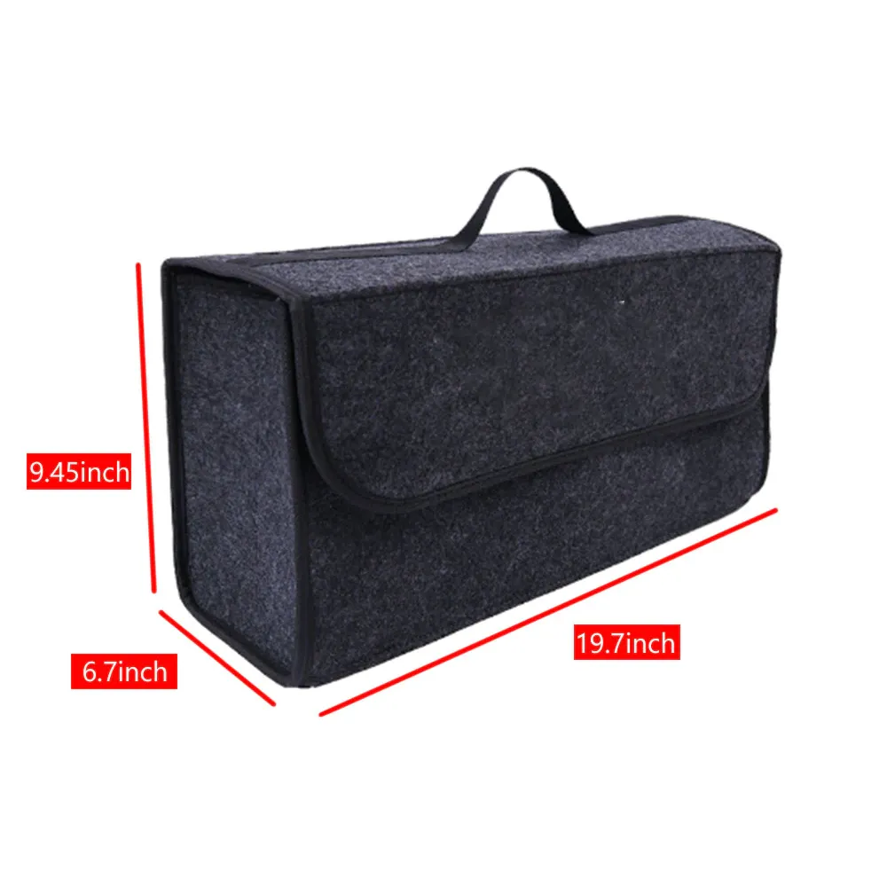 Custom Text For Soft Felt Car Bag Organizer, Compatible with All Cars, Folding Car Storage Box Non Slip Fireproof Car Trunk Organizer AC12990