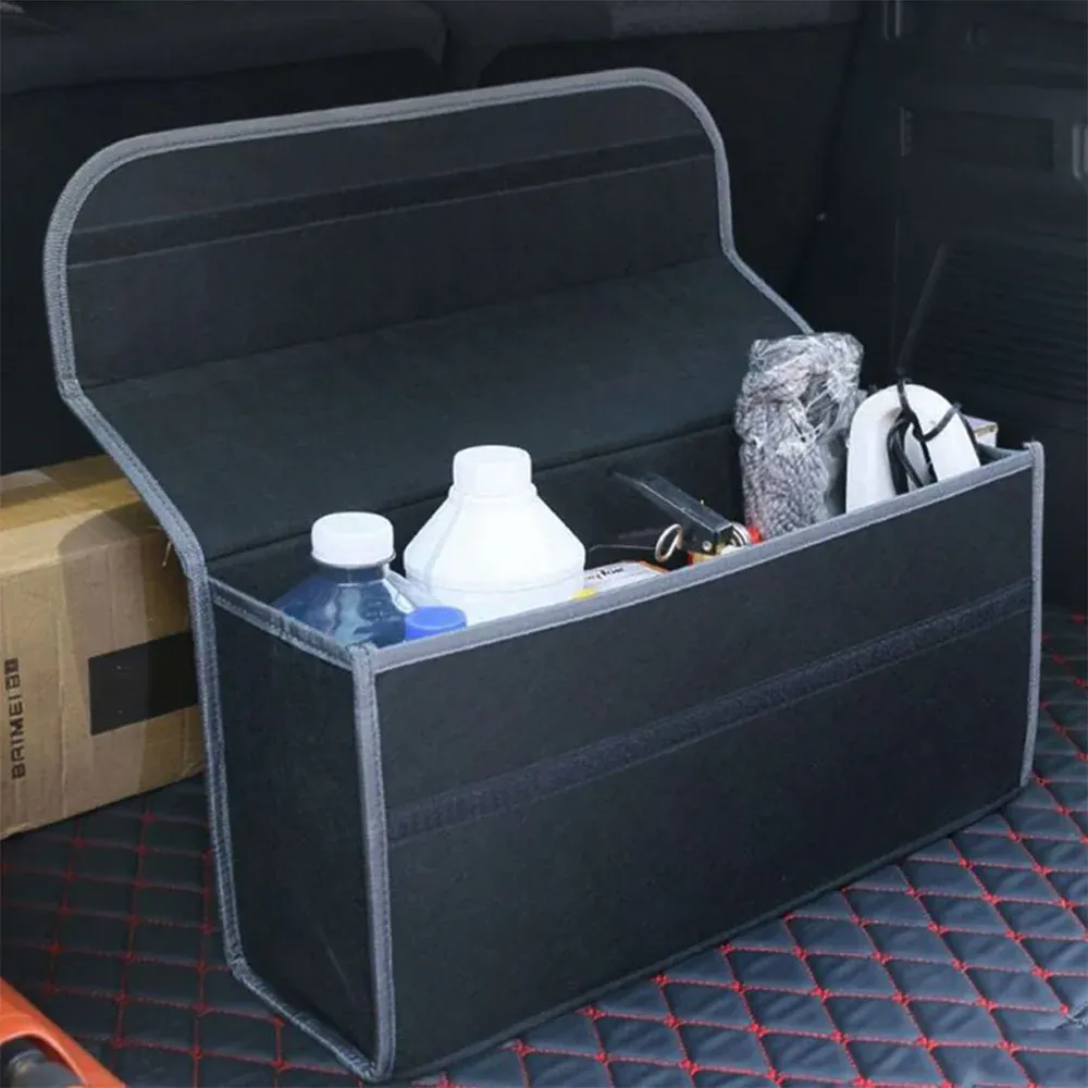 Custom Text For Soft Felt Car Bag Organizer, Compatible with All Cars, Folding Car Storage Box Non Slip Fireproof Car Trunk Organizer AC12990