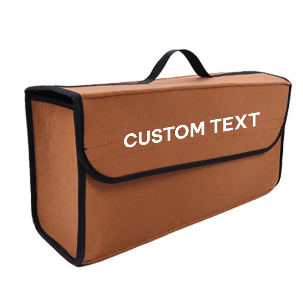 Custom Text For Soft Felt Car Bag Organizer, Compatible with All Cars, Folding Car Storage Box Non Slip Fireproof Car Trunk Organizer AC12990