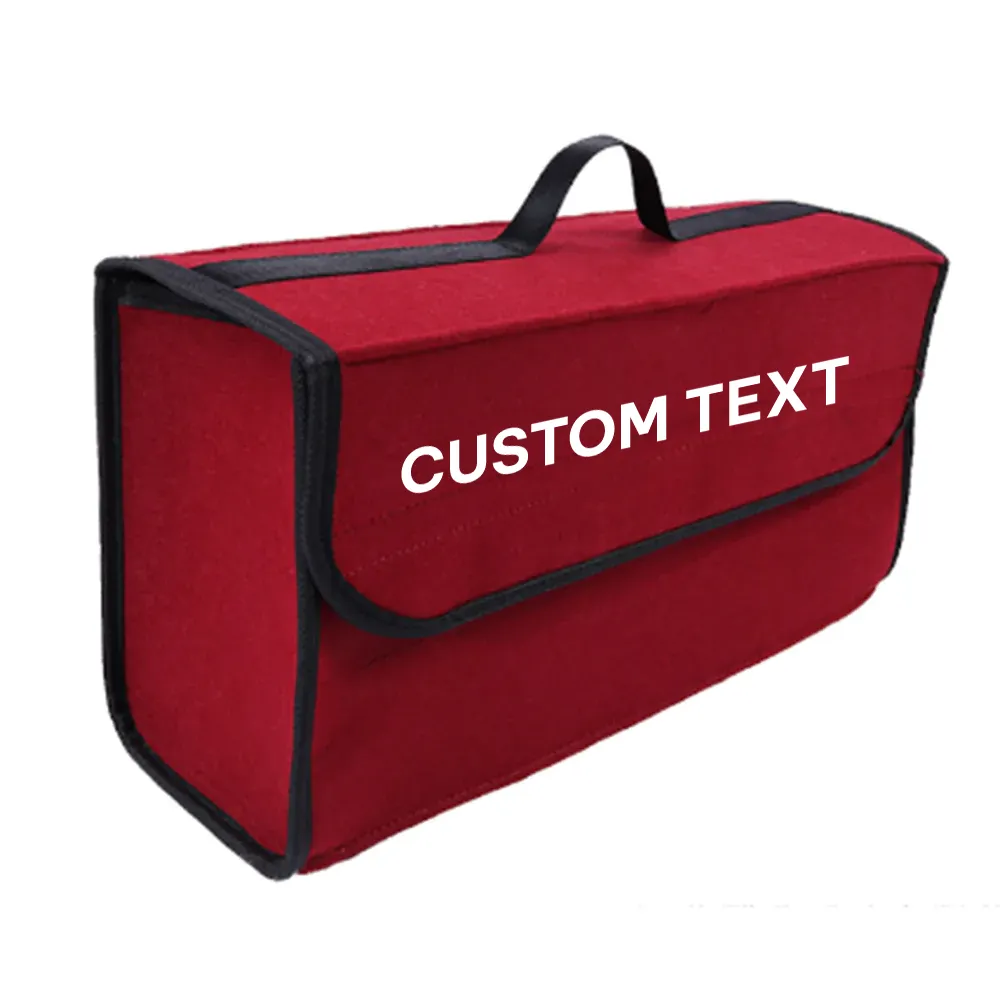 Custom Text For Soft Felt Car Bag Organizer, Compatible with All Cars, Folding Car Storage Box Non Slip Fireproof Car Trunk Organizer AC12990