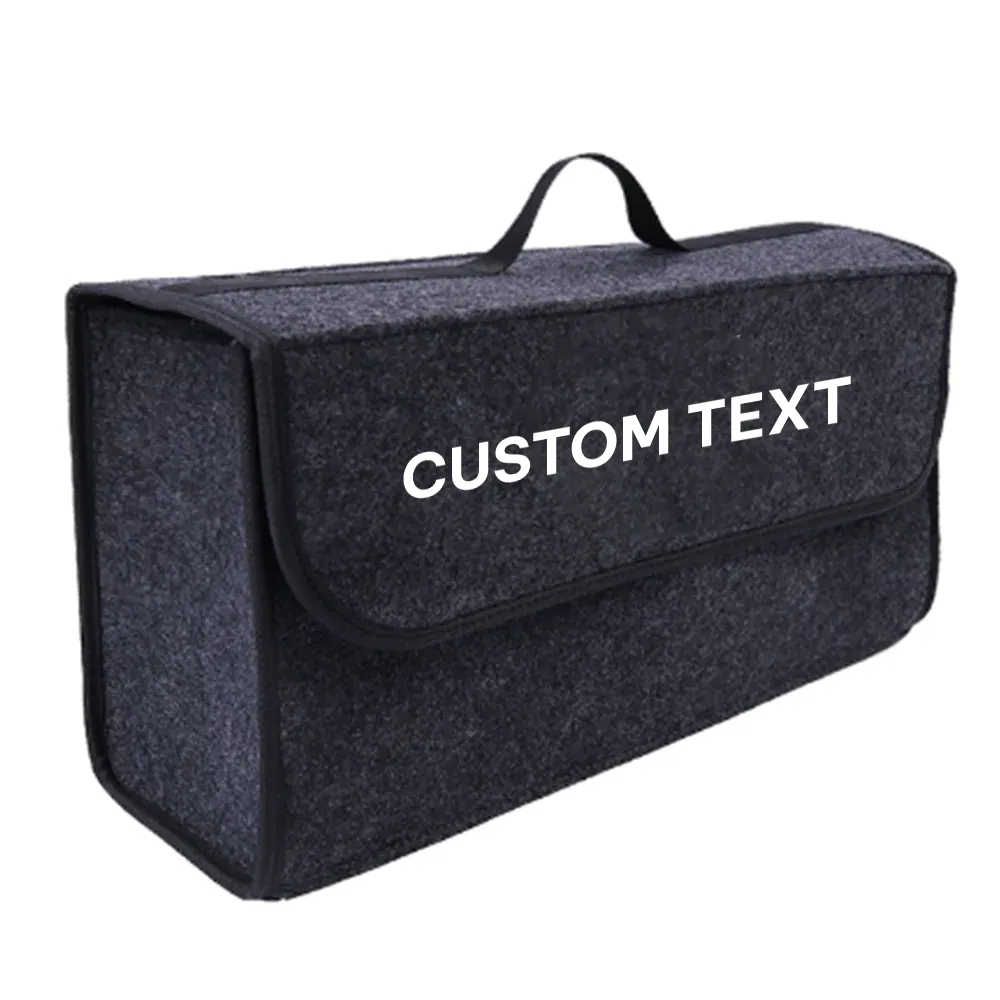 Custom Text For Soft Felt Car Bag Organizer, Compatible with All Cars, Folding Car Storage Box Non Slip Fireproof Car Trunk Organizer AC12990