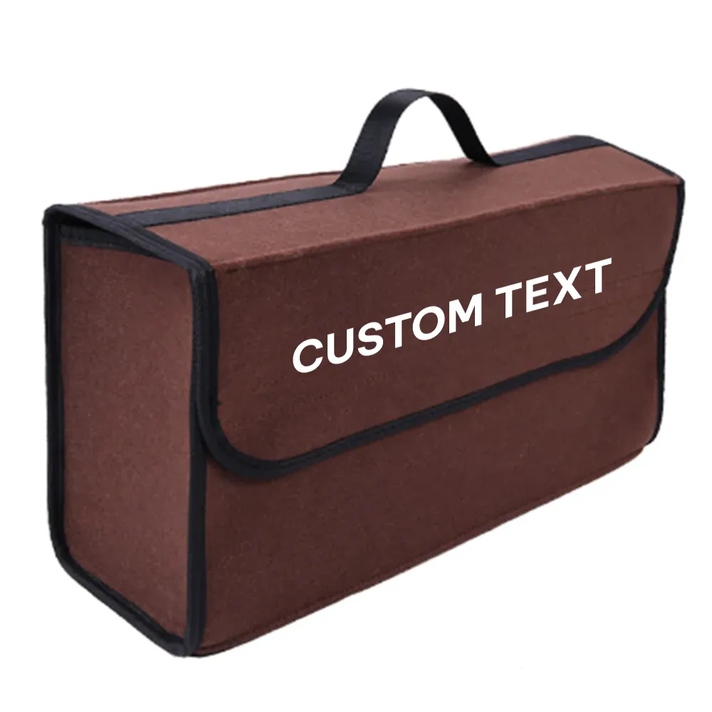 Custom Text For Soft Felt Car Bag Organizer, Compatible with All Cars, Folding Car Storage Box Non Slip Fireproof Car Trunk Organizer AC12990