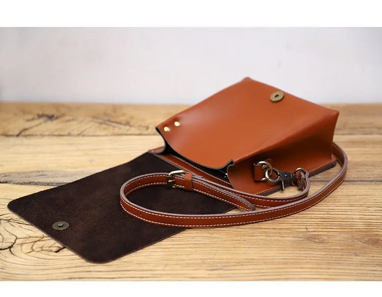 Cute Black LEATHER Square Side Bag Handmade WOMEN Phone Crossbody BAG Purse FOR WOMEN