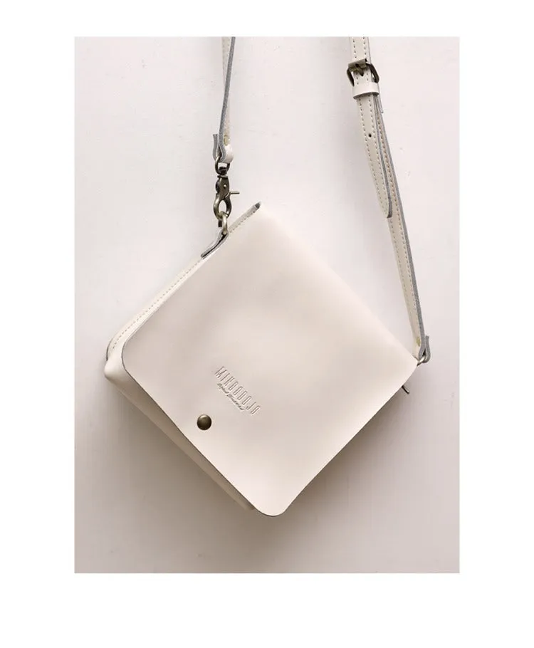 Cute Black LEATHER Square Side Bag Handmade WOMEN Phone Crossbody BAG Purse FOR WOMEN