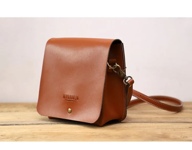 Cute Black LEATHER Square Side Bag Handmade WOMEN Phone Crossbody BAG Purse FOR WOMEN