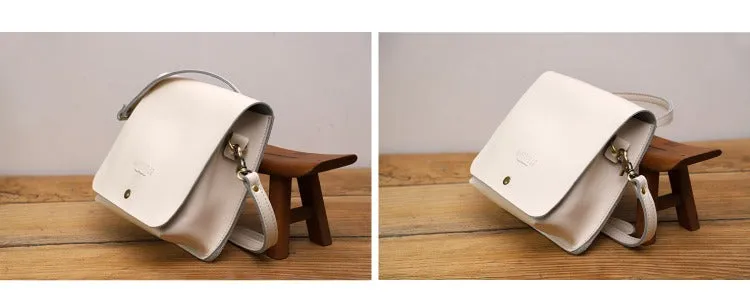 Cute Black LEATHER Square Side Bag Handmade WOMEN Phone Crossbody BAG Purse FOR WOMEN