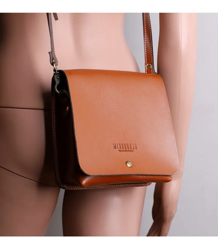 Cute Black LEATHER Square Side Bag Handmade WOMEN Phone Crossbody BAG Purse FOR WOMEN