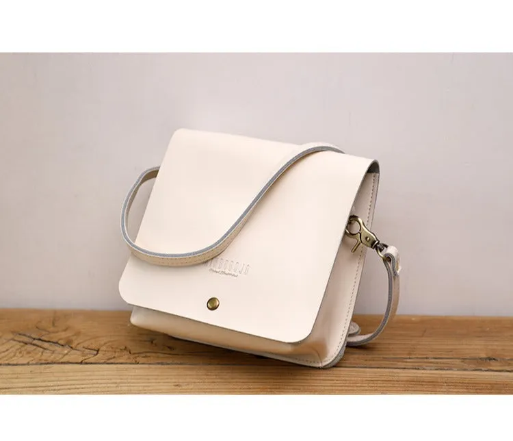 Cute Black LEATHER Square Side Bag Handmade WOMEN Phone Crossbody BAG Purse FOR WOMEN